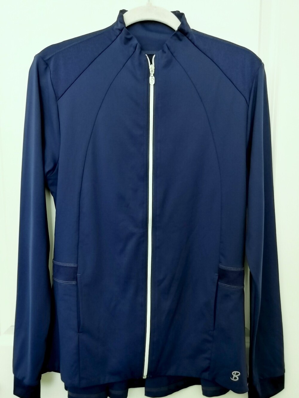Sofibella Women's L Navy Staples Ruffle Full-Zip Tennis & Golf Jacket - Like New